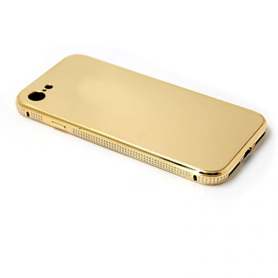 For iPhone 7 24kt 24ct gold plated phone case with crystal